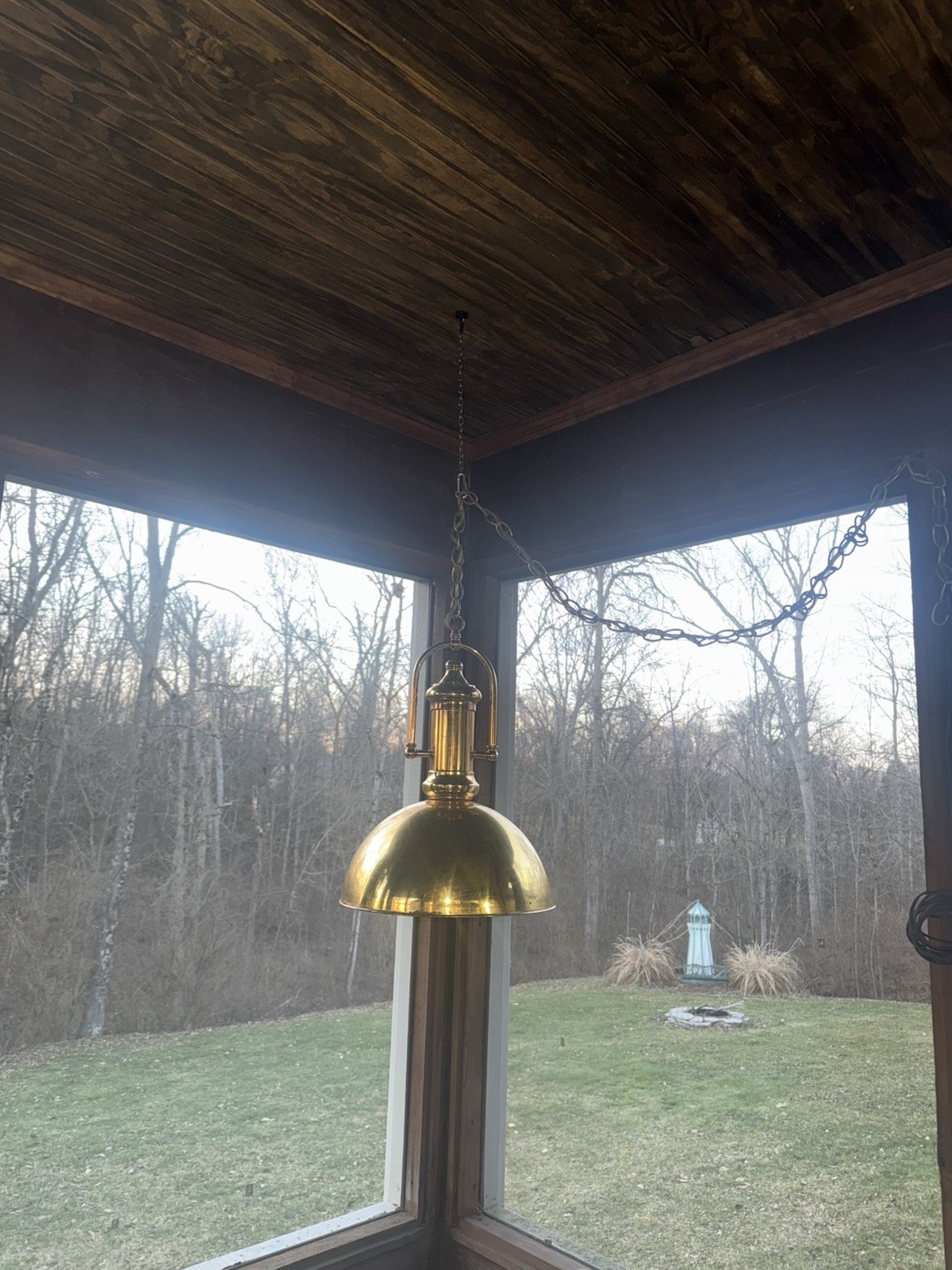 Polished Brass Dome Pendant Light Fixture with Chain, Plug, Traditional Style
