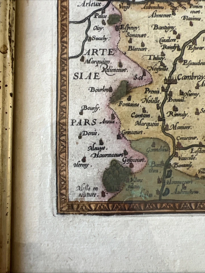 Ortelius Antique Map of Hainaut Hand-Colored Copperplate 17th C. Old Print Shop - Image 4 of 4