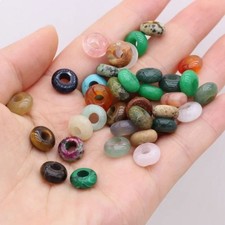 10 x Cuentas Europeas Gran Agujero Piedras Preciosas Ábaco Donut Dije Fabricación de Joyas