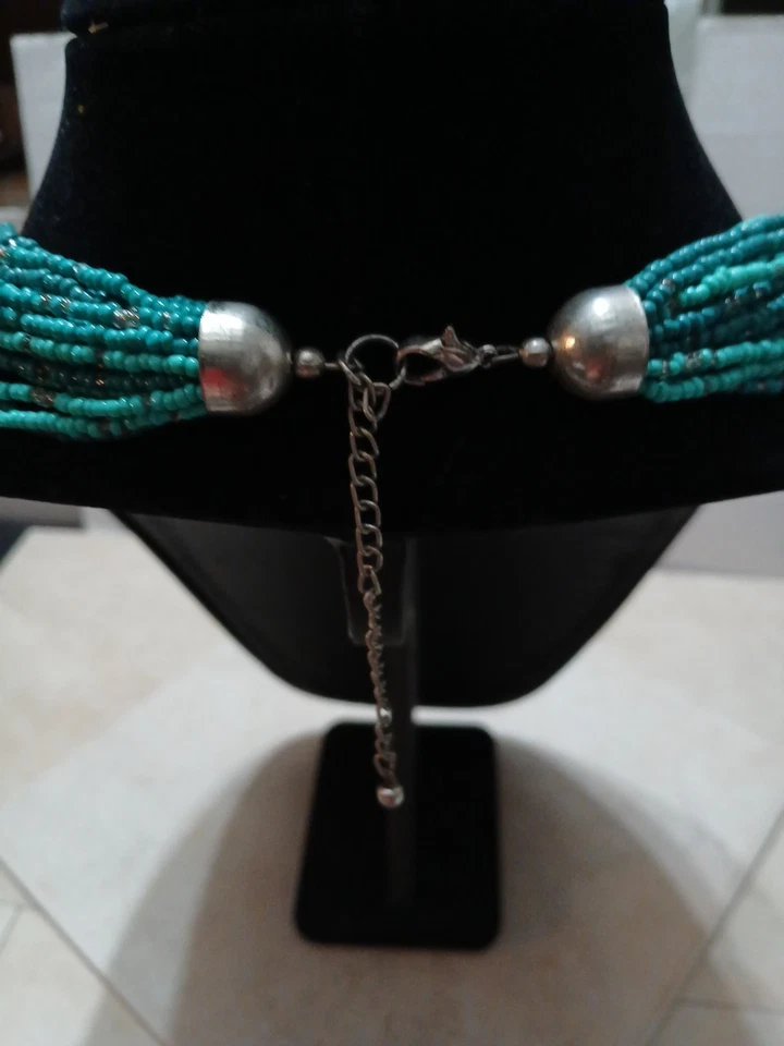 Collar De Colección Multi-Hebra Turquesa Retro Cuentas Foto 4 de 4