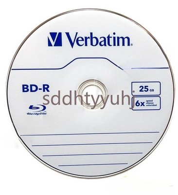 25 VERBATIM 6X Blu-Ray BD-R 25GB Branded Logo in White Paper Sleeves