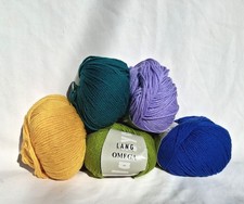5 x Lang Yarns Omega Nylon-Acrylic blend blue, green, yellow