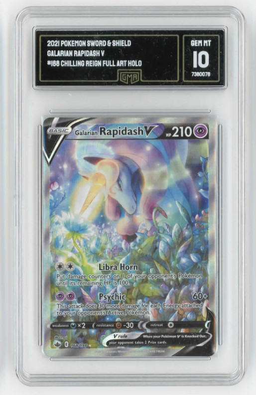 Pokemon Card Galarian Rapidash V 168/198 SWSH Chilling Reign Gem Mint 10