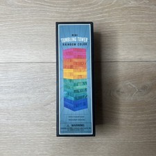 Mini Tumbling Tower Rainbow Color Wooden Blocks Travel Size