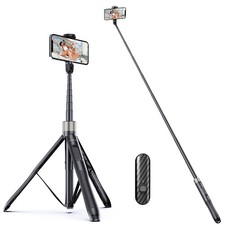 65" Selfie Stick Tripod, All in One Extendable Phone Tripod Stand with Blueto...