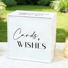 White Wedding Card Box with Slot, Elegant Wedding Card Boxes for Reception Mo...