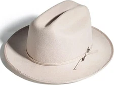 Open Road Hat Fedora Hat Pure Wool Felt Hat Vintage 7 5/8-7 3/4 Open-beige
