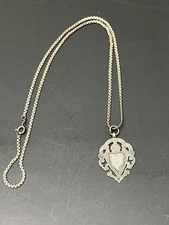 Vintage English Hallmarked Sterling Fob Pendant Necklace 24” Chain 16g