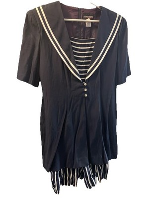 John Roberts Vintage 1980's Navy Blue Nautical Theme Romper Size 9/10
