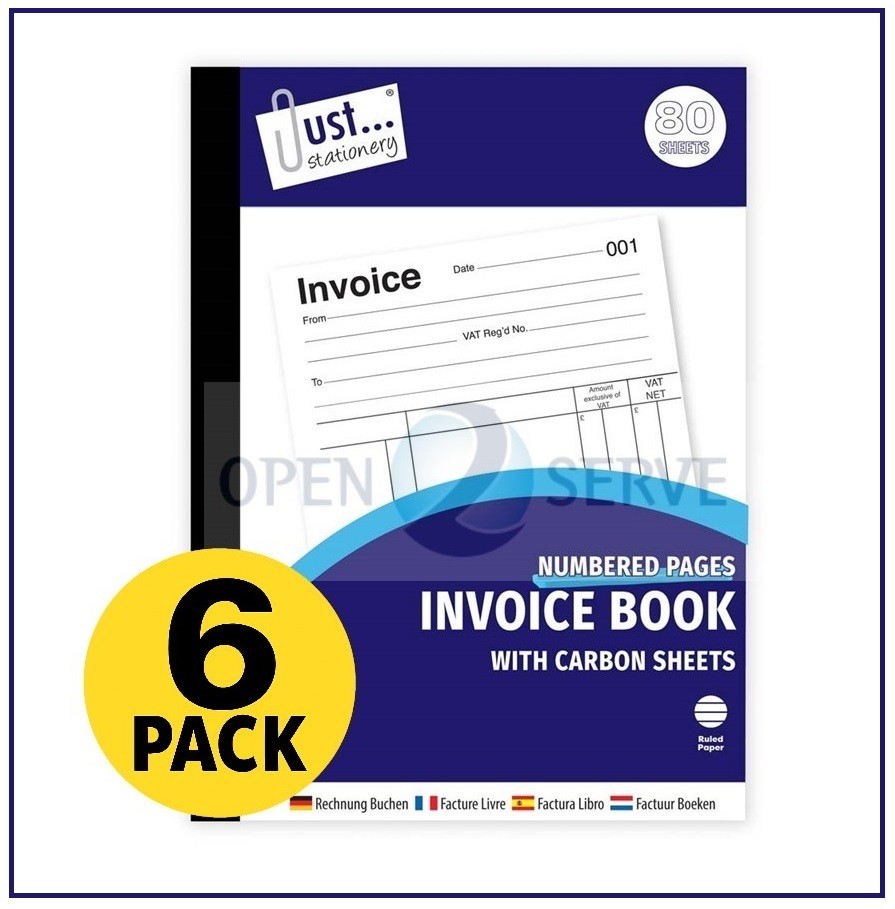 6x A5 Invoice Duplicate Book Carbon Sheet Full Size 1-80 Pages Ruled Numbered