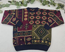 VTG Nautica Handknit Graphic Knit Sweater Size XL 100 Cotton