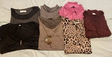 Lot Of 7 Women’s Tops Blouses L XL Mixed Brands Styles Colors See Pics & Disc