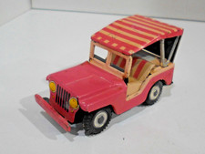 JEEP- PINK- FRICTION POWERED- TIN- MADE IN JAPAN- WORKS- 4' long
