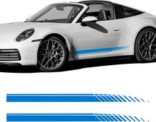 2Pcs Blue Sports Racing Stripe Vinyl Decals for Car Side Door Color: Blue
