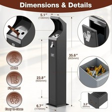 Standing Cigarette Butt Disposal Standing Ashtray Cigarette w/Inner Bucket