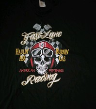 Fast Lane Racing American Performance Haulin' Ass Burnin' Gas Skull T-shirt. XL