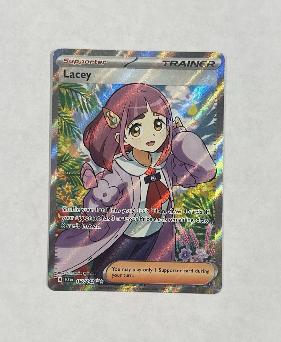 Pokemon Card: Lacey 166/142 Full Art Trainer Holo - Stellar Crown, Paldea, NM 2024. Stellar Crown Etb Pokemon Card: Lacey 166/142 Full Art Trainer Holo - Stellar Crown, Paldea, NM 2024. Stellar Crown Etb