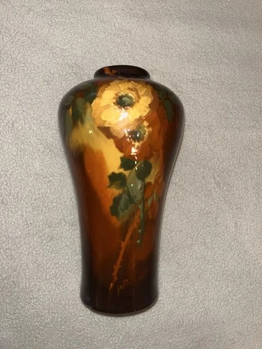 Mint Signed Weller Aurelian 8.5” Flowered Vase By Marie Raichfuss. Amazing