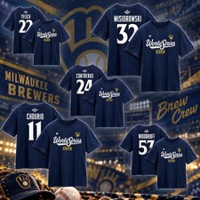 Men's Milwaukee Brewers Navy 2026 World Series TShirt - Name and Number Brewers
