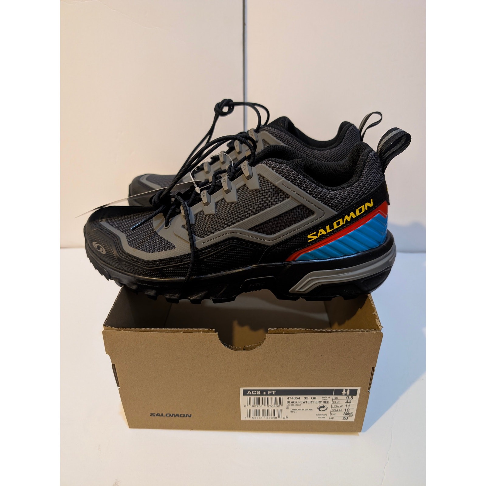Salomon ACS + FT Black Pewter Fiery Red New w/ Replacement Box Gorpcore Size 10