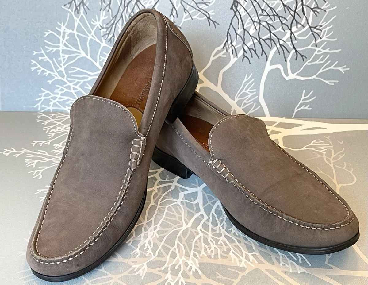 Johnston & Murphy J&M Mens 9M Taupe Perforated Leather Slip‎ On Loafers 25-0619 Johnston & Murphy Loafer Gray Casual Shoes for Men for sale  main image 3