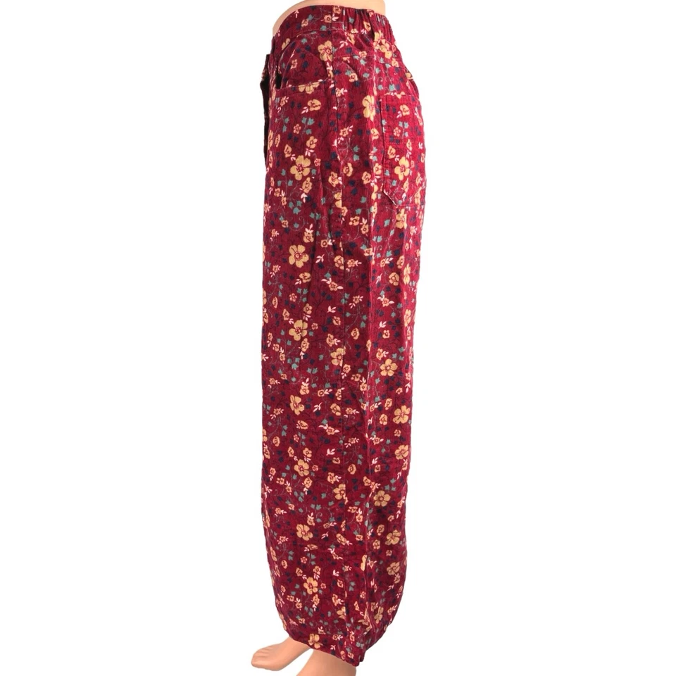 Maxi Falda Vintage Bobbie Brooks Roja Floral Pana Cintura Alta Botón Talla 6 Foto 2 de 4