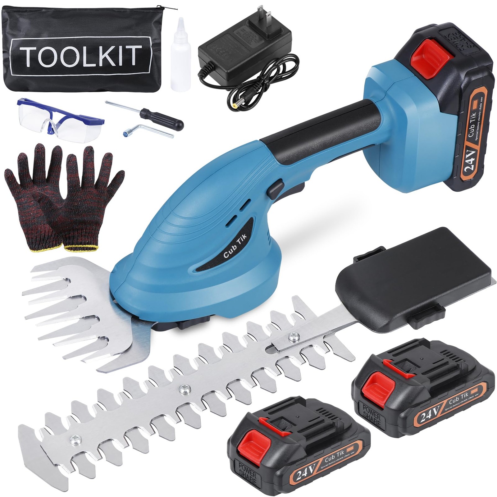 21V Cordless Hedge Trimmer with Battery and Charger for Grass Shrubs