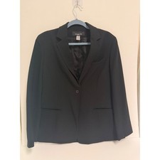Jones New York Platinum Black Single Button Blazer Jacket Size 10