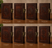 Handmade Leather Journal Diary Lock Notebook Sketchbook Unlined Paper Gift