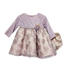 NWT Rare Editions Girls 3-6 Months Lurex Organza Butterfly Dress Set Jewel Waist