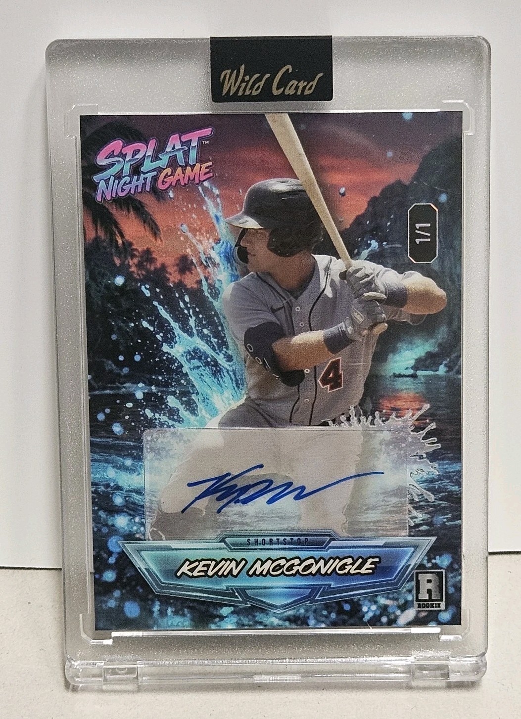 1/1 Kevin McGonigle AUTO Night Game 2026 Wild Card Summer Splat Baseball view 1