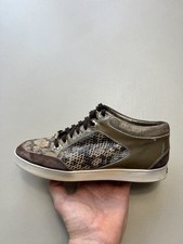 Jimmy Choo Python Leather and Suede Miami Lace Up Sneakers
