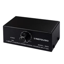 Mini 1-IN-4-OUT Audio Splitter Lossless Signal Switcher Box Stereo RCA/3.5mm