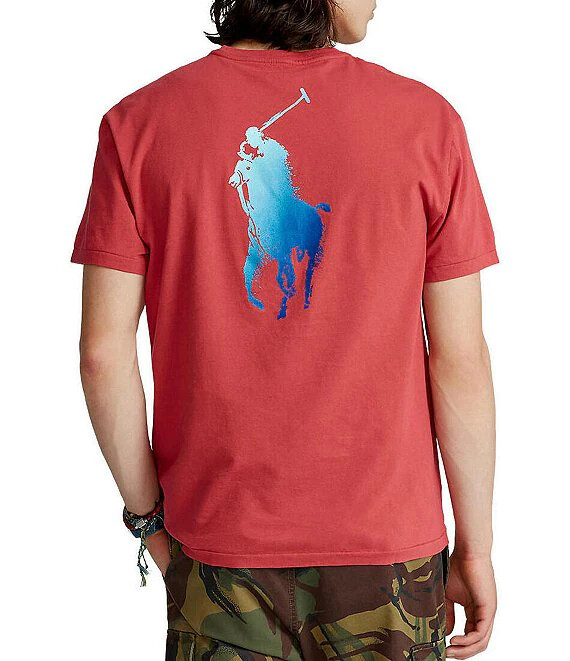 Ralph Lauren Polo Script Paint Splatter Big Pony T-Shirt Red Men's