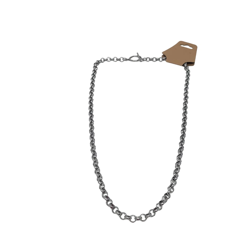 Collar colgante con palanca de eslabones circulares tono plata 10,5 pulgadas nuevo sin etiquetas Foto 2 de 3
