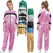 Kids Girls Outfits Tracksuit Set Dance Suit Bomber Contrast Color Competition