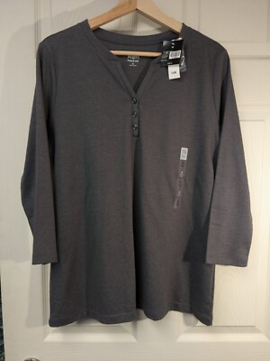 Kimberly Rogers Perfectly Soft V Neck Long Sleeve Shirt Women's Size Medium 