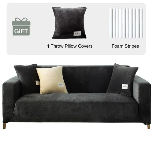 1/2/3/4 Sitzer Samt Sofabezug L Form Ecksofa Stretch Sofa Überzug Couchbezug DE - Bild 16 von 74
