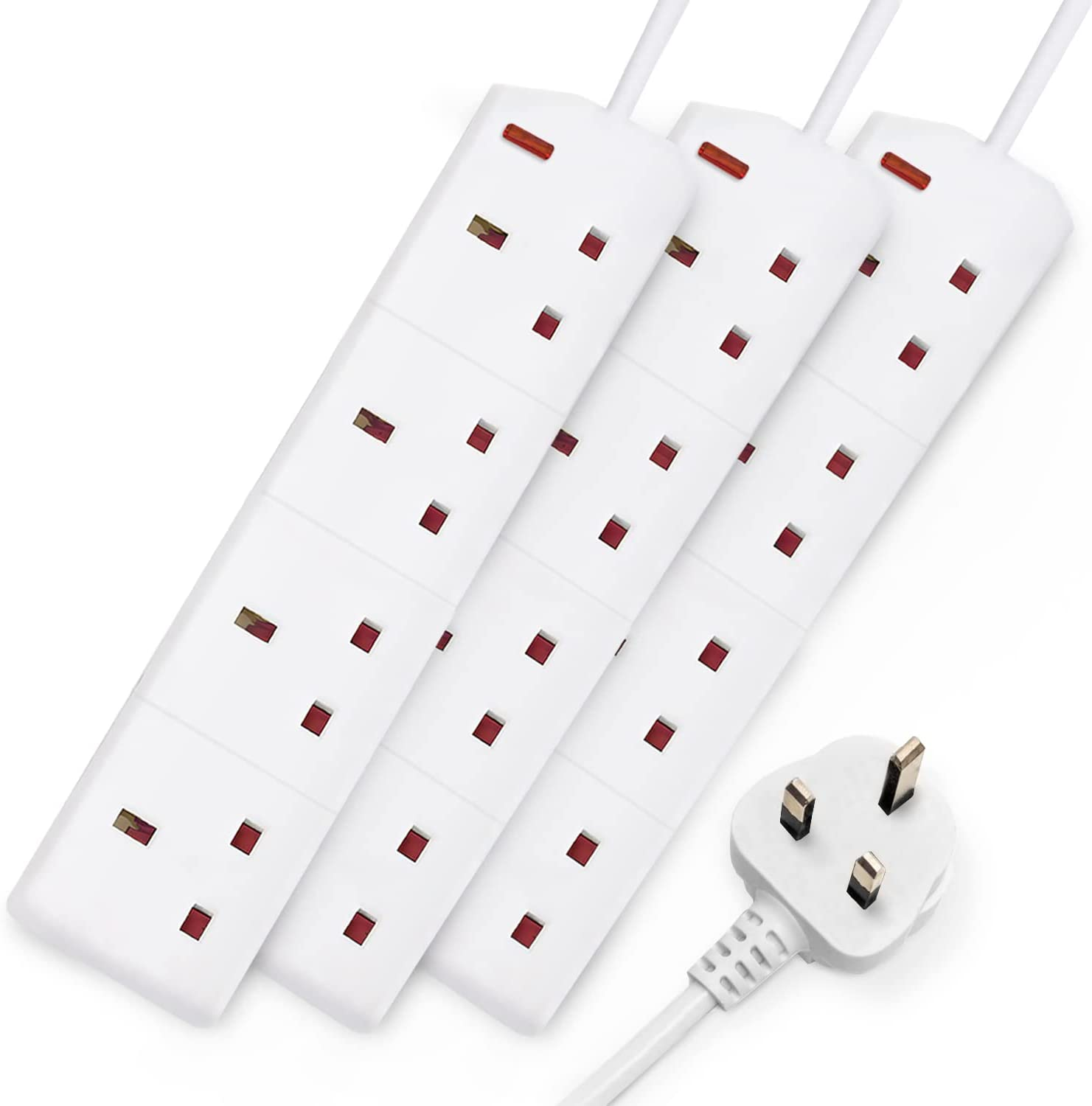 Professional title "Set of 2 Black Electric Extension Leads with 4