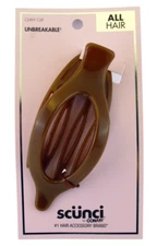 SCUNCI UNBREAKABLE OVAL OPEN CENTER LAY FLAT BROWN CLAW CLIP - (10364)