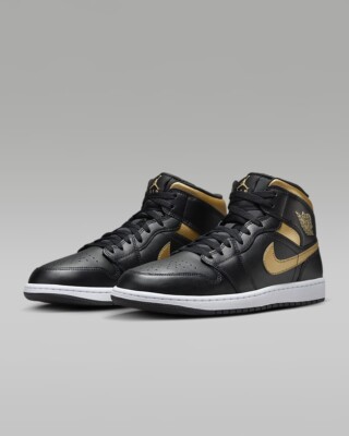 NIKE Air Jordan 1 ブラック/ゴールド　27.5センチ Men's Size 11 Nike Air Jordan 1 Mid Shoes Black Metallic Gold
