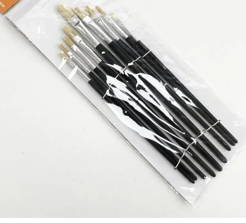 Paint Brush Set 9 Flat Head Tipped Thick Thin Art Hobby Model craft - Picture 3 of 4