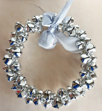 11" Christmas wreath of 64 silver jingle bells