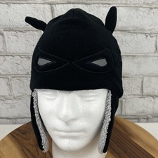 Batman DC Comics Embroidered Kids Black Fleece Trapper Beanie Winter Hat