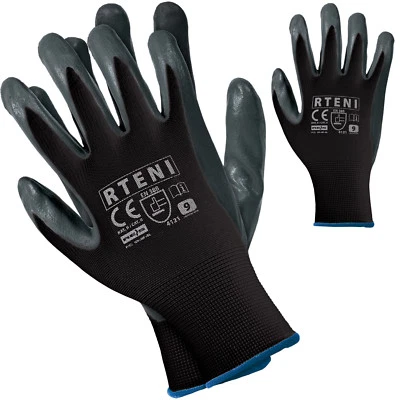 Guanti da lavoro 12 PAIA guanti guanti protettivi nitrile nero taglia 7-10