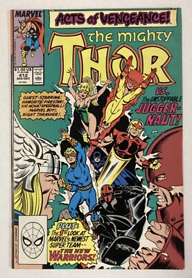 Mighty Thor #412, 1989, 1st Full App New Warriors. Vs Juggernaut. VF