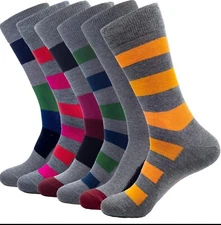 6 Pairs Men's Solid Assorted Colors Bamboo Dress Plain Dress Socks Size 10-13