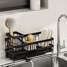 Sponge Holder for Sink Stainless Steel Sink Caddy Organizer with Rotatable Sp...