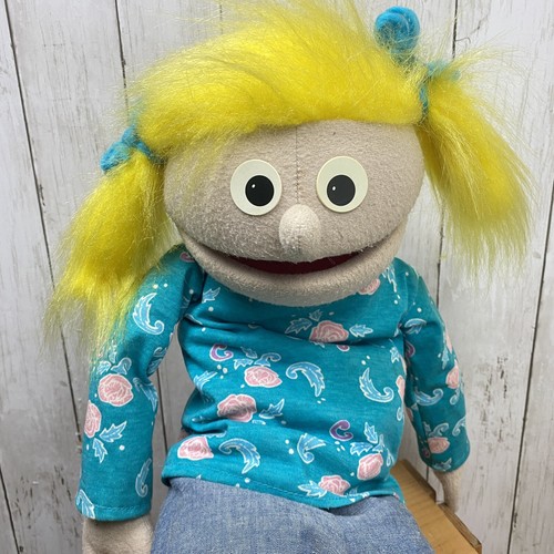 Vintage Puppet Productions Inc Muppet Like Plush Blonde Pigtails Girl