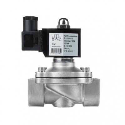 FSA Brass Solenoid Valve 3/4" 230V AC - Normally Closed, 0-10 Bar, Viton Seal, For Water/Air